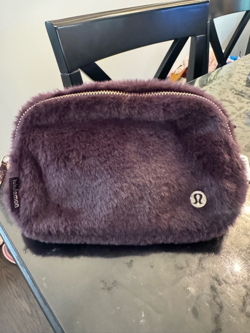 lululemon athletica Plush Faux Fur Cosmetic Pouch in Plum